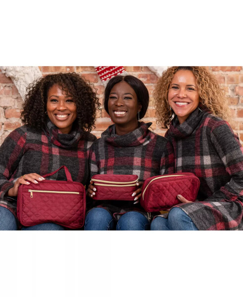 Travel Trio (3 Pieces) with Jewelry Case, Makeup Case, and Toiletry Bag | Travel Accessories Garnet - 3