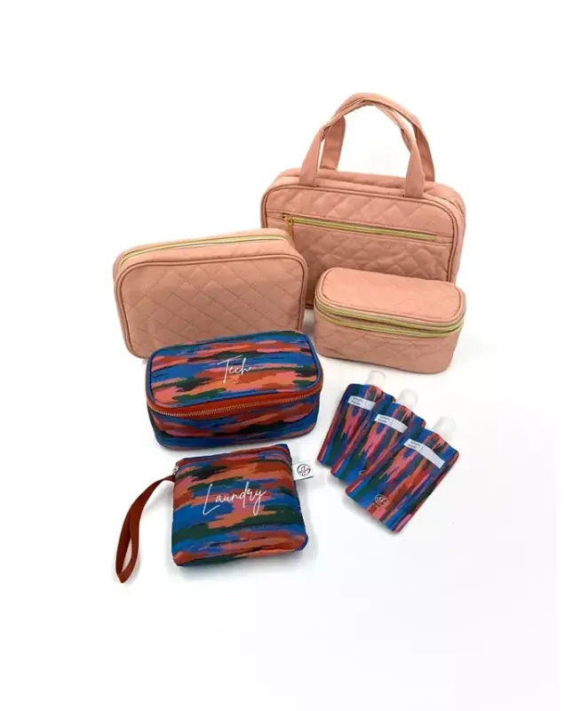 Travel Trio (3 Pieces) with Jewelry Case, Makeup Case, and Toiletry Bag | Travel Accessories-Rose Gold - 3
