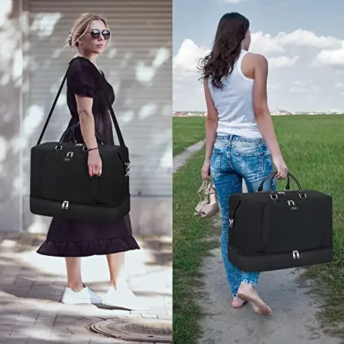 Travel Weekender Bag for Women, Overnight Bag with Shoe Compartment Oversized Travel Duffel Bag Carry On Tote 21