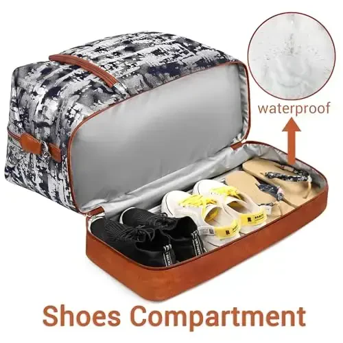Travel Weekender Bag for Women, Overnight Bag with Shoe Compartment Oversized Travel Duffel Bag Carry On Tote 21