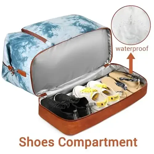 Travel Weekender Bag for Women, Overnight Bag with Shoe Compartment, Oversized Travel Duffel Bag Carry On Tote with Trolley Sleeve 21