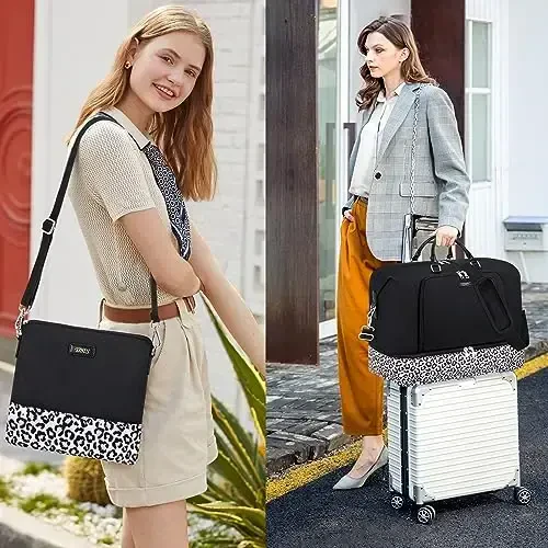 Travel Weekender Bag for Women, Overnight Bag with Shoe Compartment, Oversized Travel Duffel Bag Carry On Tote with Trolley Sleeve 21