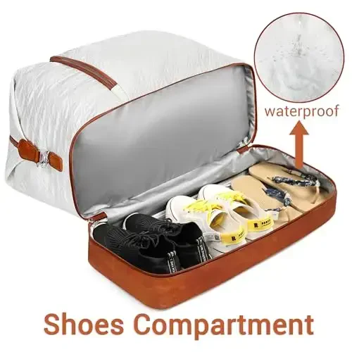 Travel Weekender Bag for Women, Overnight Bag with Shoe Compartment, Oversized Travel Duffel Bag Carry On Tote with Trolley Sleeve 21