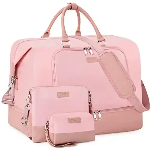 Travel Weekender Bag for Women, Overnight Bag with Shoe Compartment, Oversized Travel Duffel Bag Carry On Tote with Trolley Sleeve 21