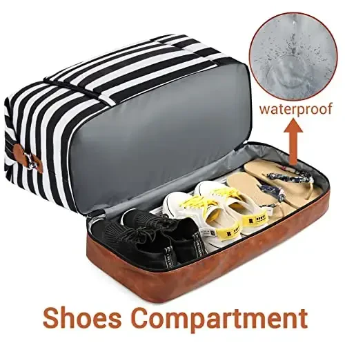 Travel Weekender Bag for Women, Overnight Bag with Shoe Compartment, Oversized Travel Duffel Bag Carry On Tote with Trolley Sleeve 21