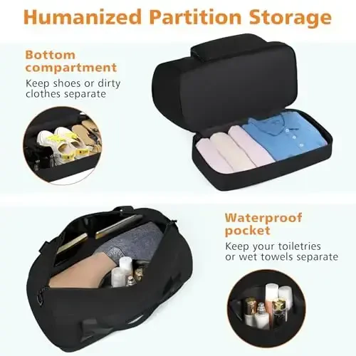 Travel Weekender Bag for Women, Overnight Bag with Shoe Compartment, Oversized Travel Duffel Bag Carry On Tote with Trolley Sleeve 21