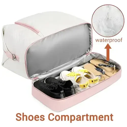 Travel Weekender Bag for Women, Overnight Bag with Shoe Compartment, Oversized Travel Duffel Bag Carry On Tote with Trolley Sleeve 21