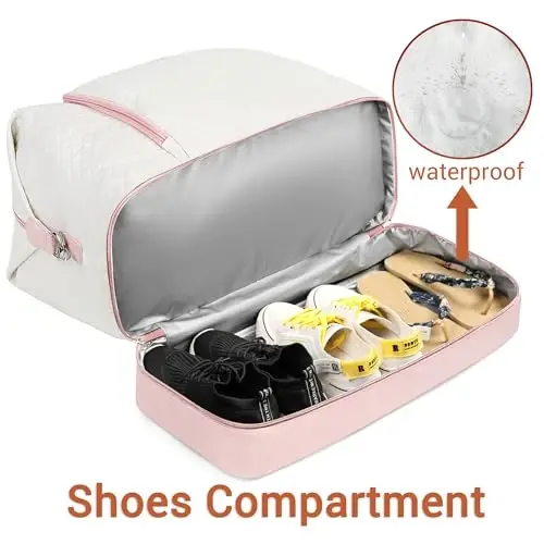 Travel Weekender Bag for Women, Overnight Bag with Shoe Compartment, Oversized Travel Duffel Bag Carry On Tote with Trolley Sleeve 21