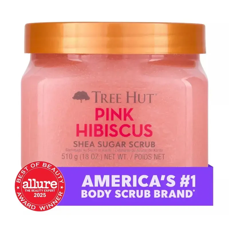 Tree Hut Body Scrub, Shea Sugar Hydrating Exfoliator for Softer, Smoother Skin, Pink Hibiscus, 18 oz - 4