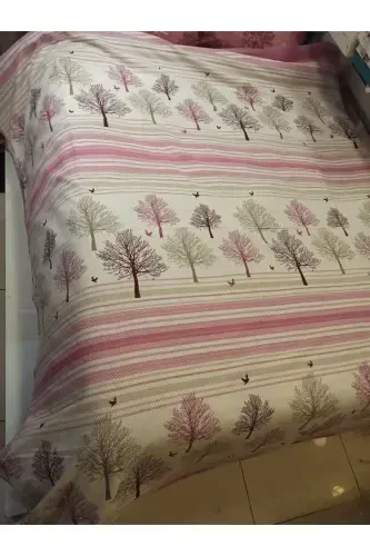 Tree of Life Patterned Printed 150x240 Cm. Single Size Single Pique - Pink-Pink - 4