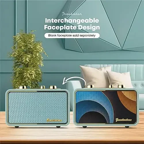 TRENBADER Ovoz kuchaytirgichli Retro Wood Bluetooth radiosi, subwooferli simsiz portativ karnaylar - Elegant & Vintage dizayni, Rotary AM/FM Tuning Dial, simsiz oqim (Retro Yashil) - TRENBADER (1)