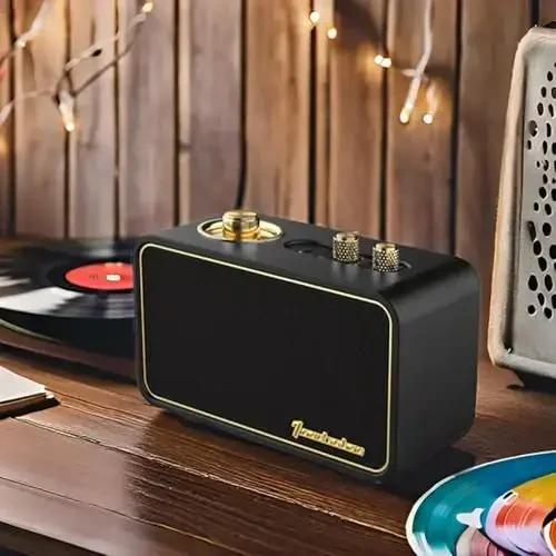 TRENBADER Portable Bluetooth Speaker Retro Bluetooth Speaker Wireless Vintage AM/FM Radio, Electronic for Home/Office, Vintage Decor Birthday Gift Her/Him (Apur Retro Dark Wood) - 1