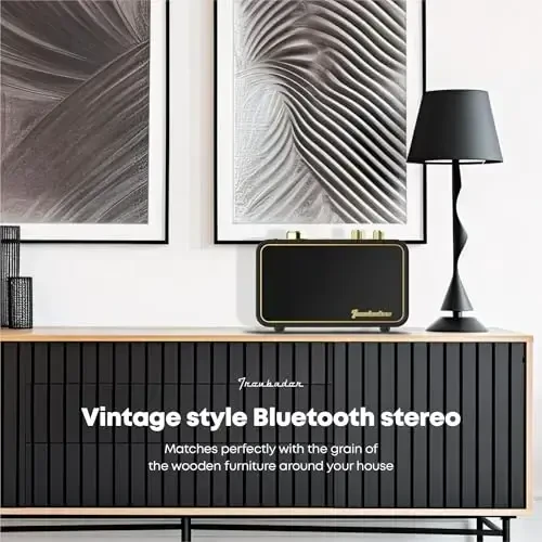 TRENBADER Portable Bluetooth Speaker Retro Bluetooth Speaker Wireless Vintage AM/FM Radio, Electronic for Home/Office, Vintage Decor Birthday Gift Her/Him (Apur Retro Dark Wood) - 6
