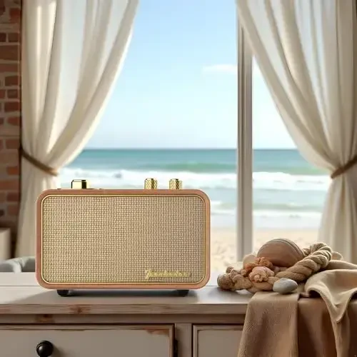 TRENBADER Retro Bluetooth karnay Vintage Bluetooth karnay Kichkina simsiz eski moda uslubi, AM/FM sozlash terish, Uy uchun elektronika, Kafe, restoran, vintage do'kon, yotoqxona uchun ideal (Retro yog'och) - TRENBADER