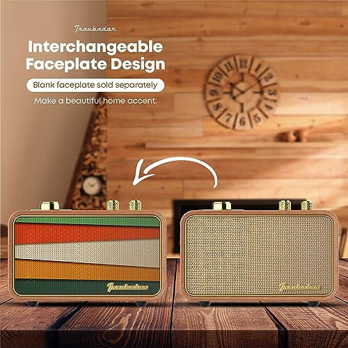 Trenbader Retro Bluetooth Speaker, Artlink Stero Wireless Speaker Walnut Wooden AM/FM Radio Small Vintage Bluetooth Speaker with Bluetooth 5.0 Connection for Gift, Party, Travel, Office, Home Wood... - 7