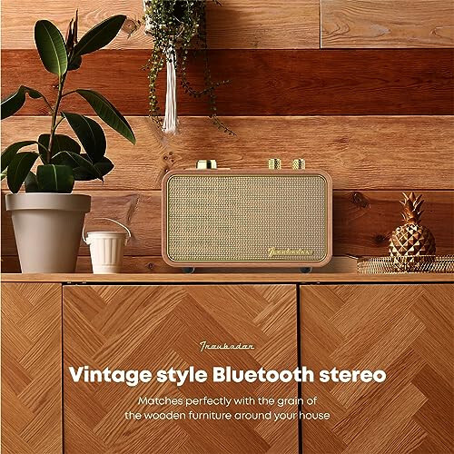 Trenbader Retro Bluetooth Speaker, Artlink Stero Wireless Speaker Walnut Wooden AM/FM Radio Small Vintage Bluetooth Speaker with Bluetooth 5.0 Connection for Gift, Party, Travel, Office, Home Wood... - 8