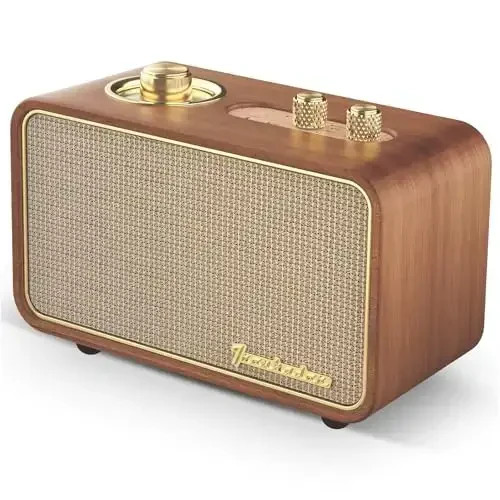 TRENBADER Retro Bluetooth Speaker Vintage Bluetooth Speaker Small Wireless Old Fashion Style, AM/FM Tunning Dial,Electronics for Home, Perfect for Cafe,Restaurant,Vintage Store, Bedroom(Retro Wood) - 2