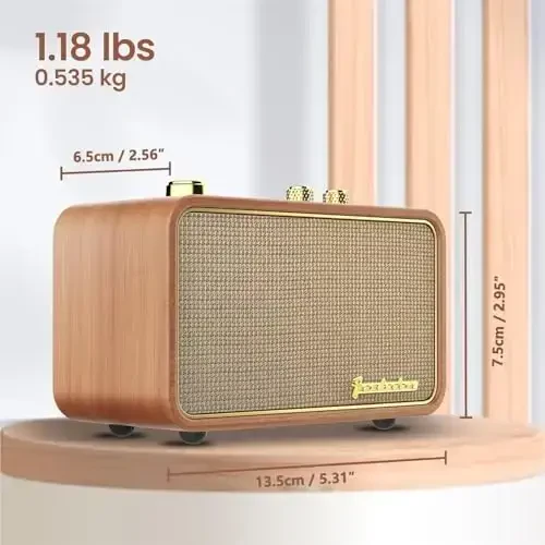 TRENBADER Retro Bluetooth Speaker Vintage Bluetooth Speaker Small Wireless Old Fashion Style, AM/FM Tunning Dial,Electronics for Home, Perfect for Cafe,Restaurant,Vintage Store, Bedroom(Retro Wood) - 6