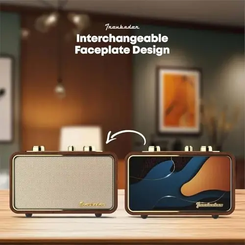 TRENBADER Retro Wood Bluetooth Radio o'rnatilgan karnaylar bilan, simsiz portativ karnaylar sabvufer bilan-Elegant & Vintage dizayn, Rotary AM/FM Tuning Dial, simsiz translyatsiya (Retro Dark Wood) - TRENBADER (1)