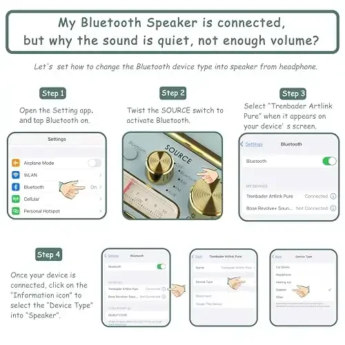 TRENBADER Retro Wood Bluetooth Radio with Built-in Speakers, Wireless Portable Speakers with Subwoofer-Elegant & Vintage Design, Rotary AM/FM Tuning Dial, Wireless Streaming (Retro Dark Wood) - 5