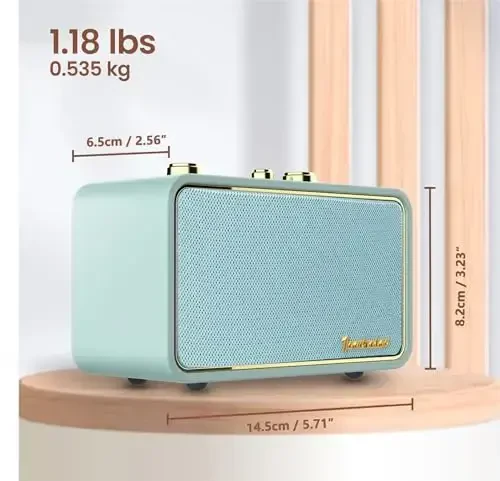 TRENBADER Retro Wood Bluetooth Radio with Built-in Speakers, Wireless Portable Speakers with Subwoofer-Elegant & Vintage Design, Rotary AM/FM Tuning Dial, Wireless Streaming(Retro Green) - 4