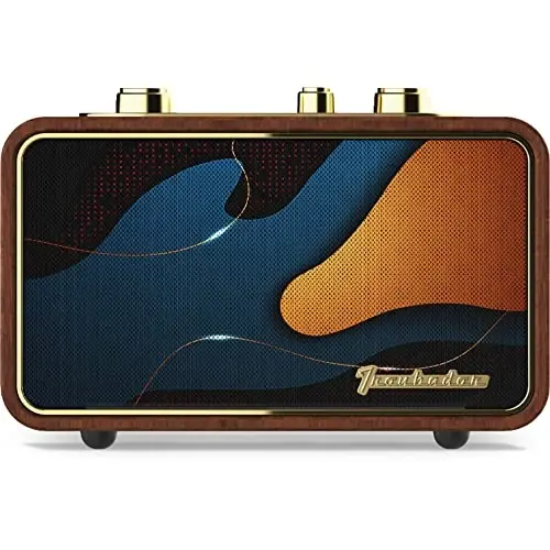 TRENBADER Retro Bluetooth Speaker - Vintage Wood FM/AM Radio, 10W Bass, 10H Battery, Interchangeable Faceplates, Compact Desk Audio for Home & Gifts(Apur Retro Dark Wood) - 1