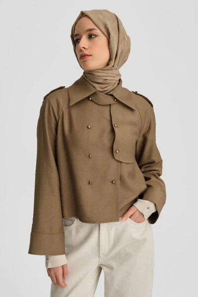Тренч Armine 24K3604 Хаки - 14