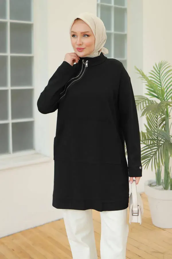 Trend Asimetrik Tafsilotli Modern Tunika 24KT440 - 8