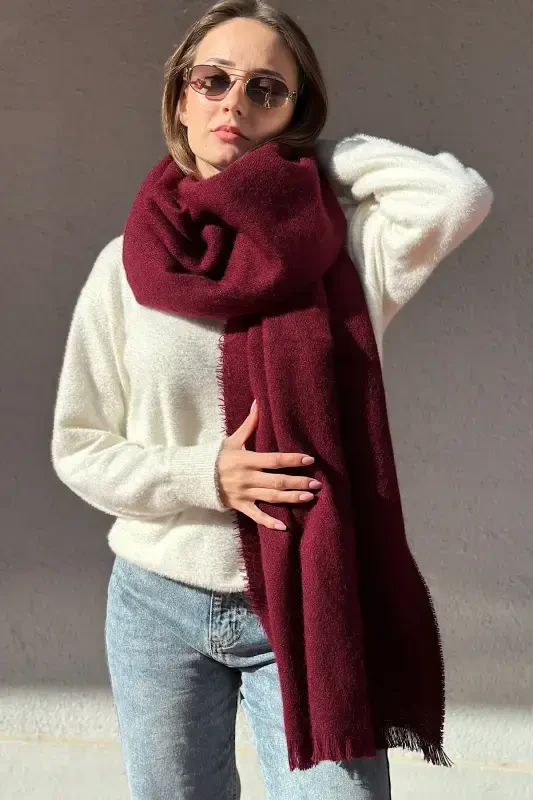 Trend Bordo Uzun Soft Atkı-Bordo - 3