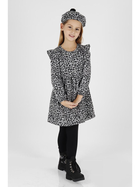 Trend Dress with Hat, Leopard Print and Ruffles for Girls Ak2401 - 1