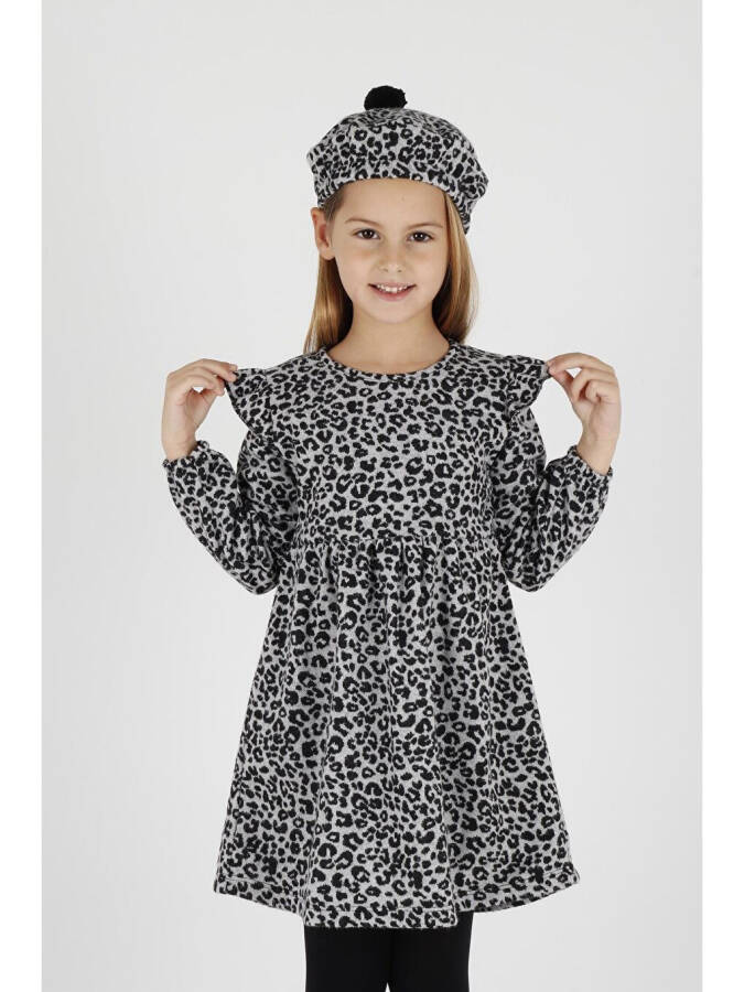 Trend Dress with Leopard Print, Ruffles and Hat for Girls Ak2401 - 1