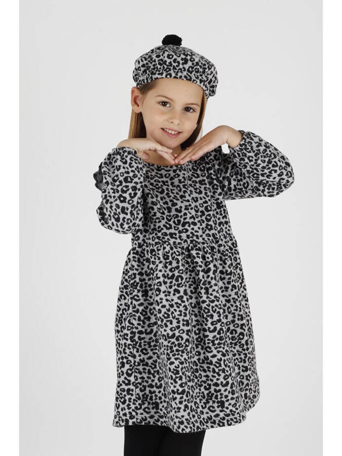 Trend Dress with Leopard Print, Ruffles and Hat for Girls Ak2401 - 3