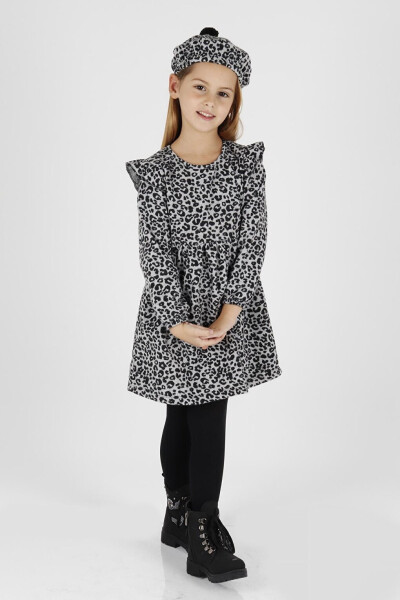 Trend Dress with Leopard Print, Ruffles and Hat for Girls Ak2401 - 8