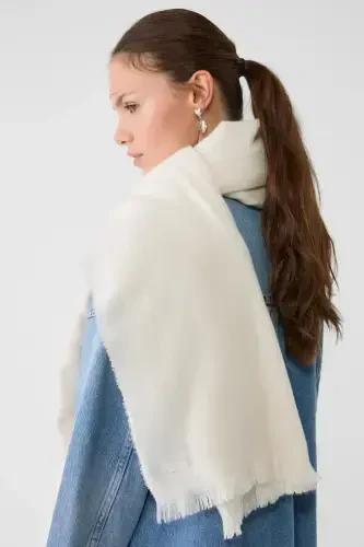 Trend Ekru Soft Touch Püskül Detalli Uzun Atki-Ekru - 1