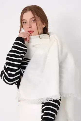 Trend Ekru Soft Touch Püskül Detalli Uzun Atki-Ekru - 6