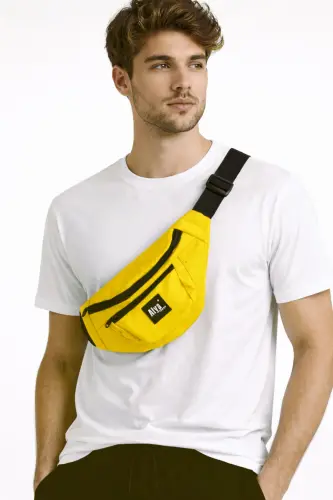 Trend Unisex CivCiv Sarısı iki Bölmeli Bel Ve Omuz Çantası Su Geçirmez Spor ve Günlük-Sarı - ALYA (1)