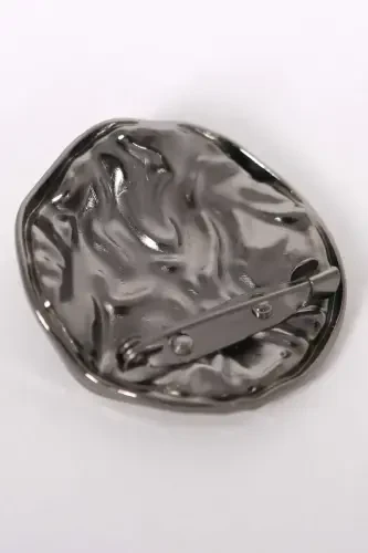 Trend42plus Black Nickel Wrinkled Curvy Design Brooch - 3