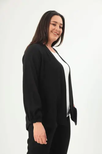 Trend42plus Большой Размер Куртка Oversize С Принтом Камней На Спине, Черная - 4