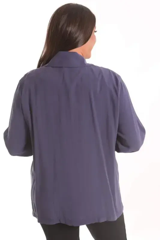 Trend42plus Большой Размер Молния Большой Размер Индиго Тренч - 5