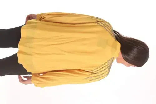 Trend42plus Большой Размер Халат Камень Принт Oversize Желтая Куртка - 6