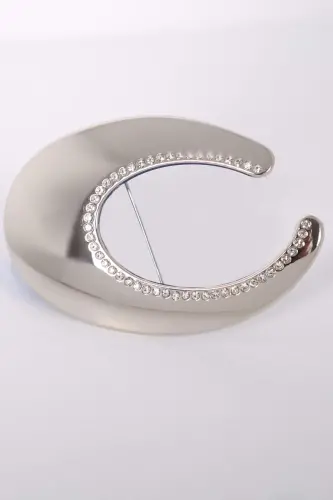 Trend42plus Design C Stone Silver Brooch - 1