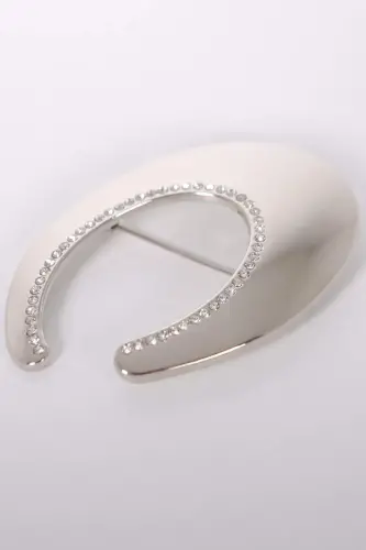 Trend42plus Design C Stone Silver Brooch - 6