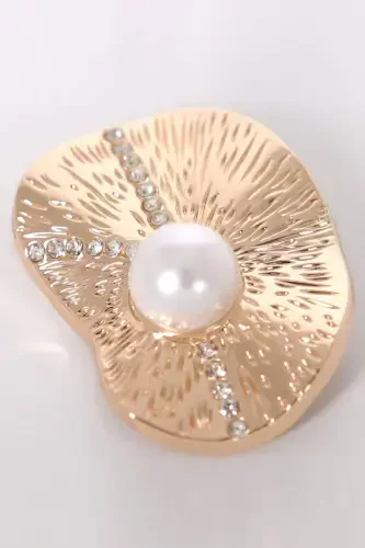 Trend42plus Eye Design Patterned Zircon Stone Pearl Brooch - 1