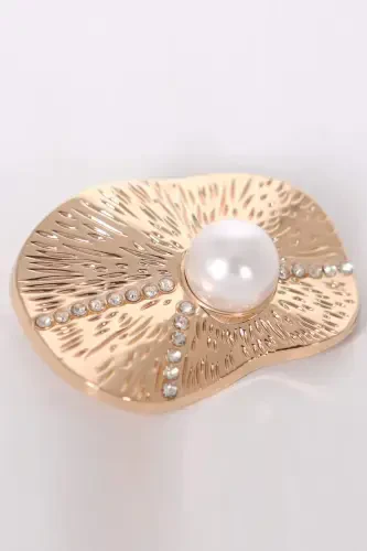 Trend42plus Eye Design Patterned Zircon Stone Pearl Brooch - 3