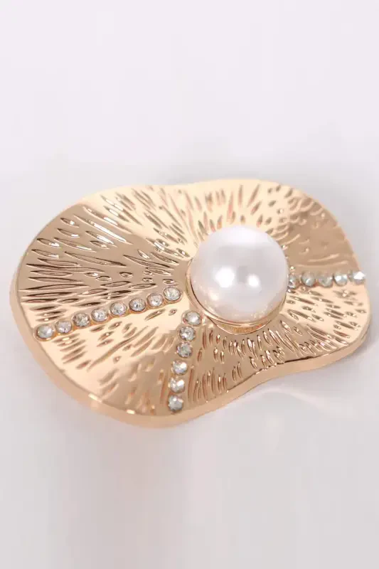 Trend42plus Eye Design Patterned Zircon Stone Pearl Brooch - 3