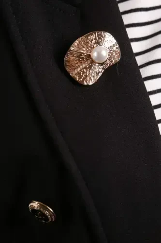 Trend42plus Eye Design Patterned Zircon Stone Pearl Brooch - 4