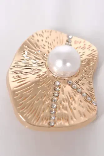 Trend42plus Eye Design Patterned Zircon Stone Pearl Brooch - 5