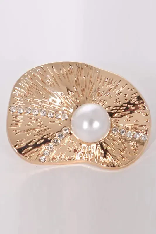 Trend42plus Eye Design Patterned Zircon Stone Pearl Brooch - 7