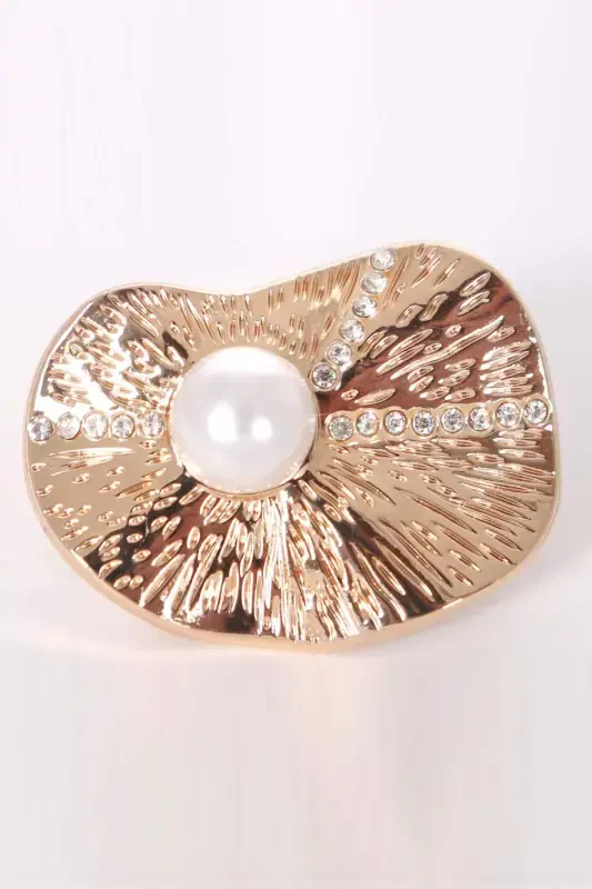 Trend42plus Eye Design Patterned Zircon Stone Pearl Brooch - 9