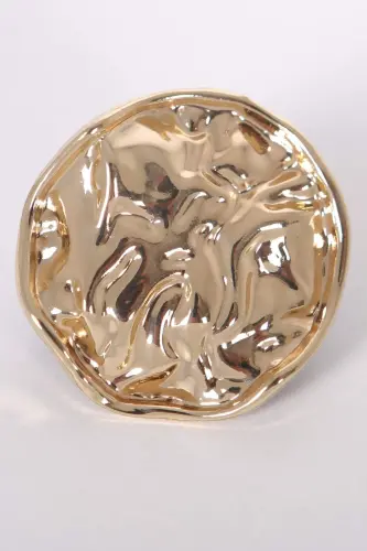 Angelino Gold Buruşuk Kıvrımlı Tasarım Broş - 1